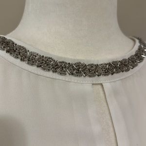 Beaded neckline blouse with keyhole detail and tie back Ann taylor